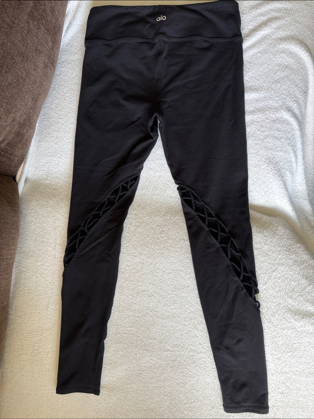 ALO Yoga Black Lattice Side Leggings
